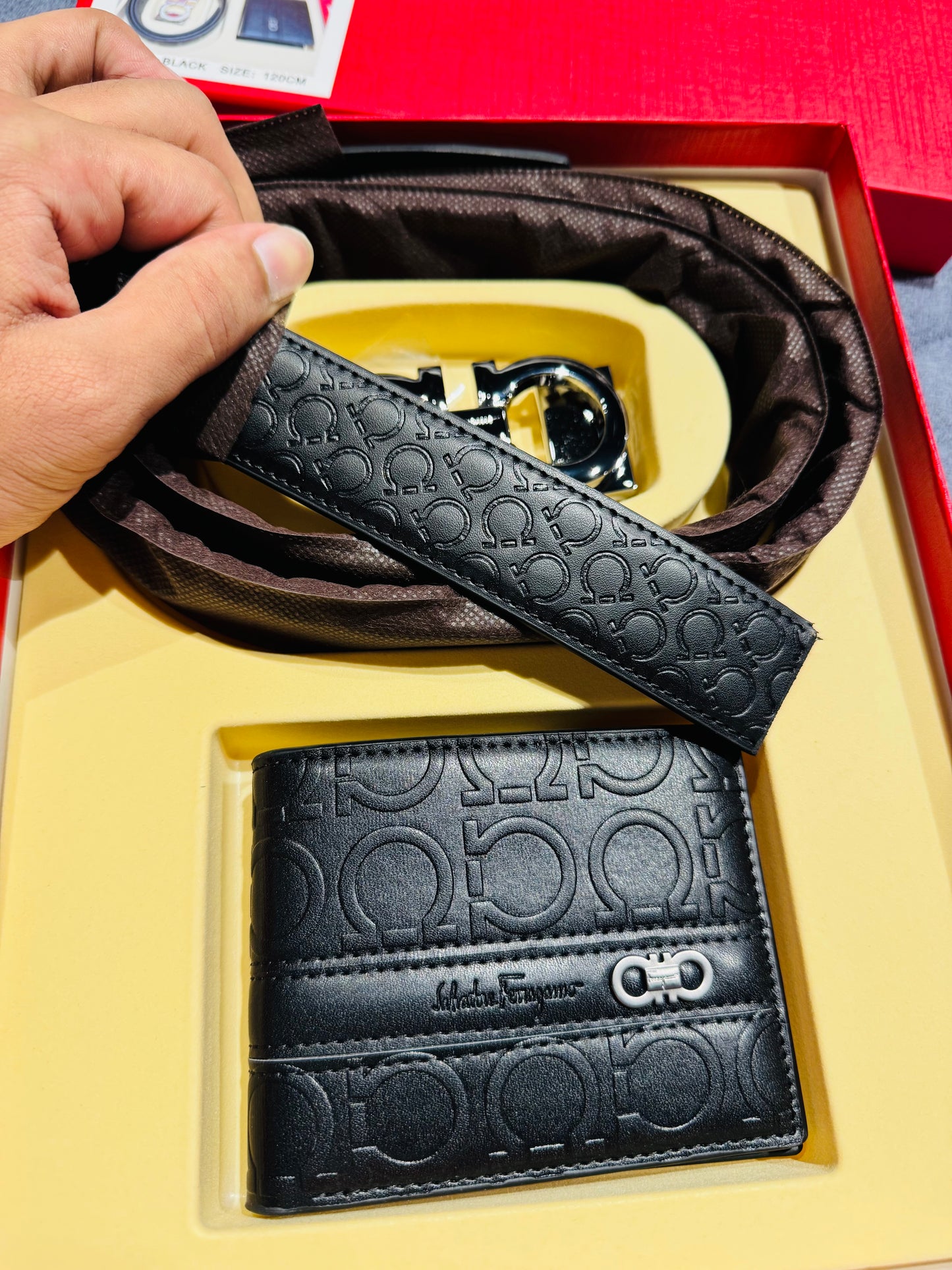 FAREGAMO BELT AND WALLET