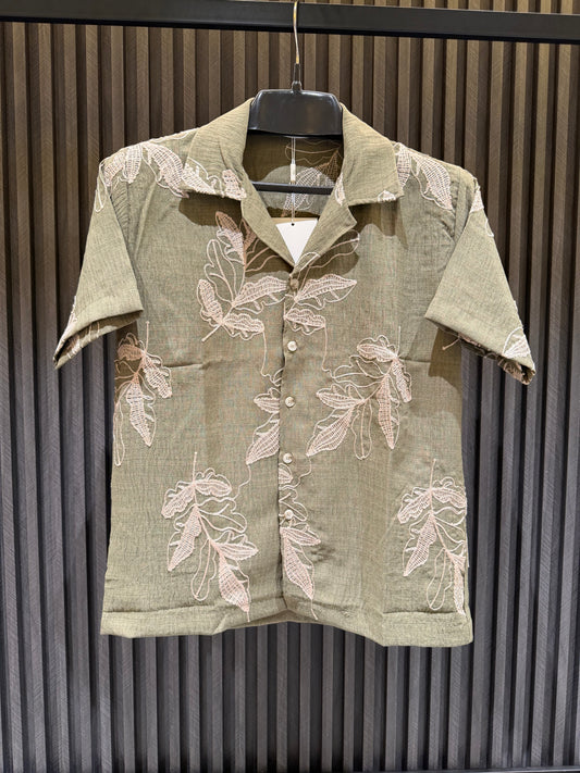 Thread Embroidered Button-Down Shirt