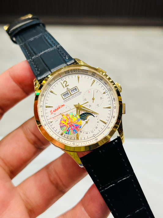 JAEGER LE COULTRE MASTER GRADE MOONPHASE AUTO SPHIRE GLASS