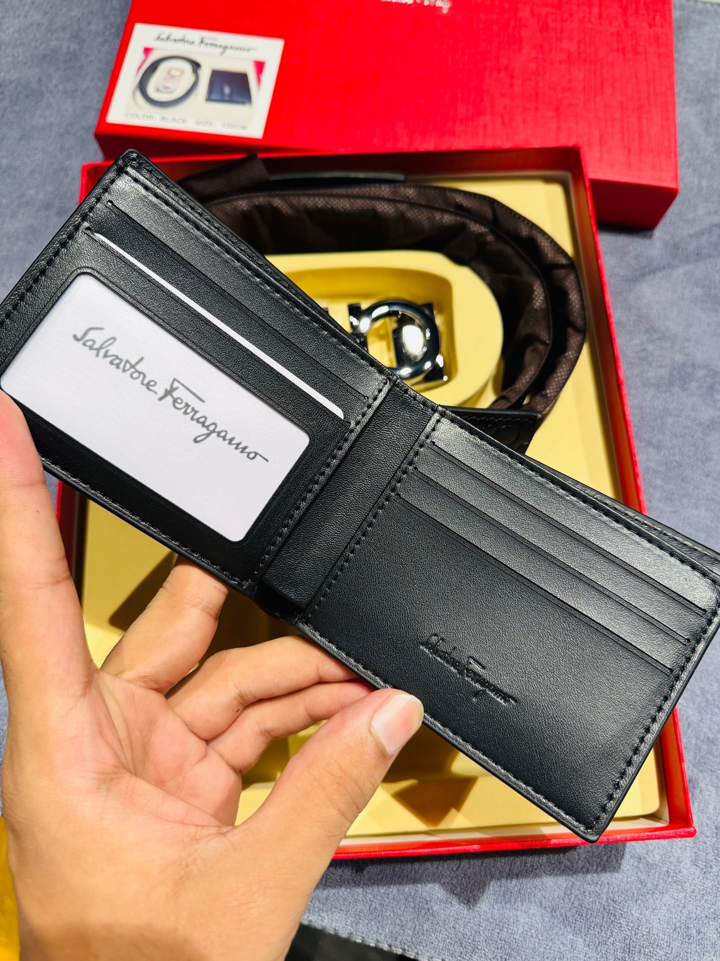 FAREGAMO BELT AND WALLET
